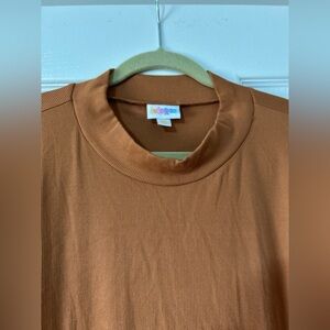 LuLaRoe 3X Ruth Mock Neck Ribbed Top in Rust